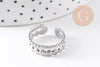 Bague réglable fantaisie boules acier 304 inoxydable doré ou platine, x1 (G10363)
