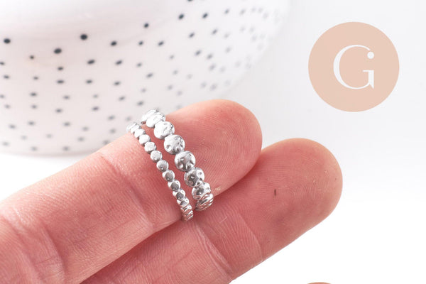 Bague réglable fantaisie boules acier 304 inoxydable doré ou platine, x1 (G10363)