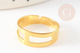 Bague réglable fer doré 18mm, x5 (G1242)