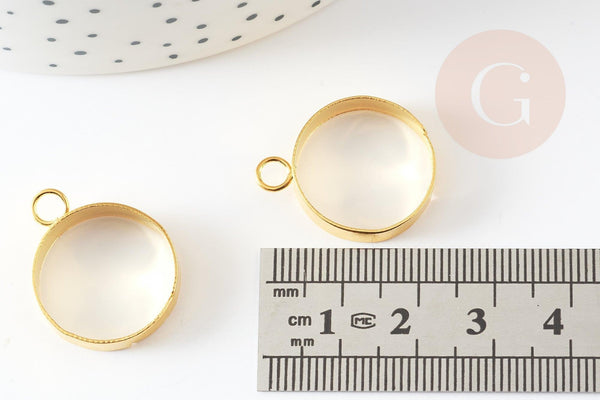 Bague réglable fer doré avec anneau 18mm, x5 (G1761)