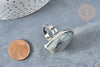 Bague réglable feuille laiton argenté labradorite naturelle 18.5mm,x1 (G7365)