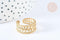 Bague réglable feuille laurier acier 304 inoxydable doré IP taille 54, x1 (G7018)