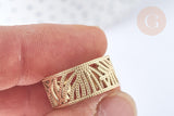 Bague réglable feuille végétal acier doré taille 57, x1 (G7026)