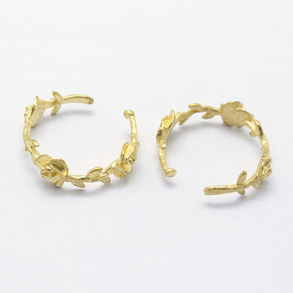 Bague réglable fleurs laiton brut 20mm, x1 (G0357)