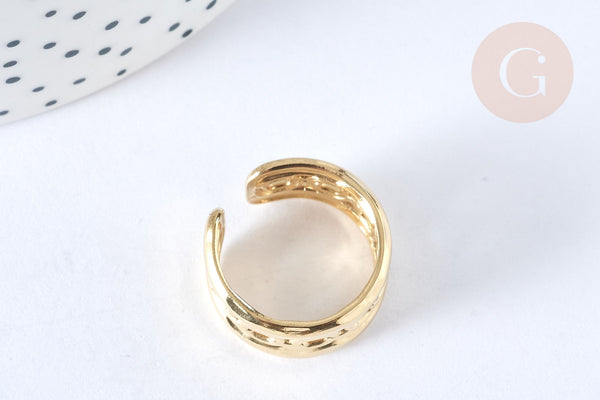 Bague réglable grosse chaine acier inoxydable doré Taille 57, x1 (G7011)