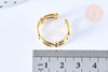 Bague réglable grosse maille acier doré Taille 54, x1 (G6412)