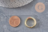 Bague réglable laiton doré zircon coloré 16mm, x1 (G4336)