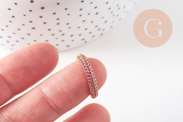 Bague réglable laiton doré zircon coloré 16mm, x1 (G4336)