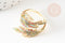 Bague réglable laiton feuille laurier zircons coloré 17.5mm, x1 (G4247)