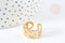 Bague réglable large maillons chaine acier doré 304 inoxydable IP taille 54, x1 (G8464)