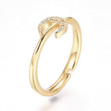 Bague réglable lune laiton doré zircon 17mm, x1 (G4255)