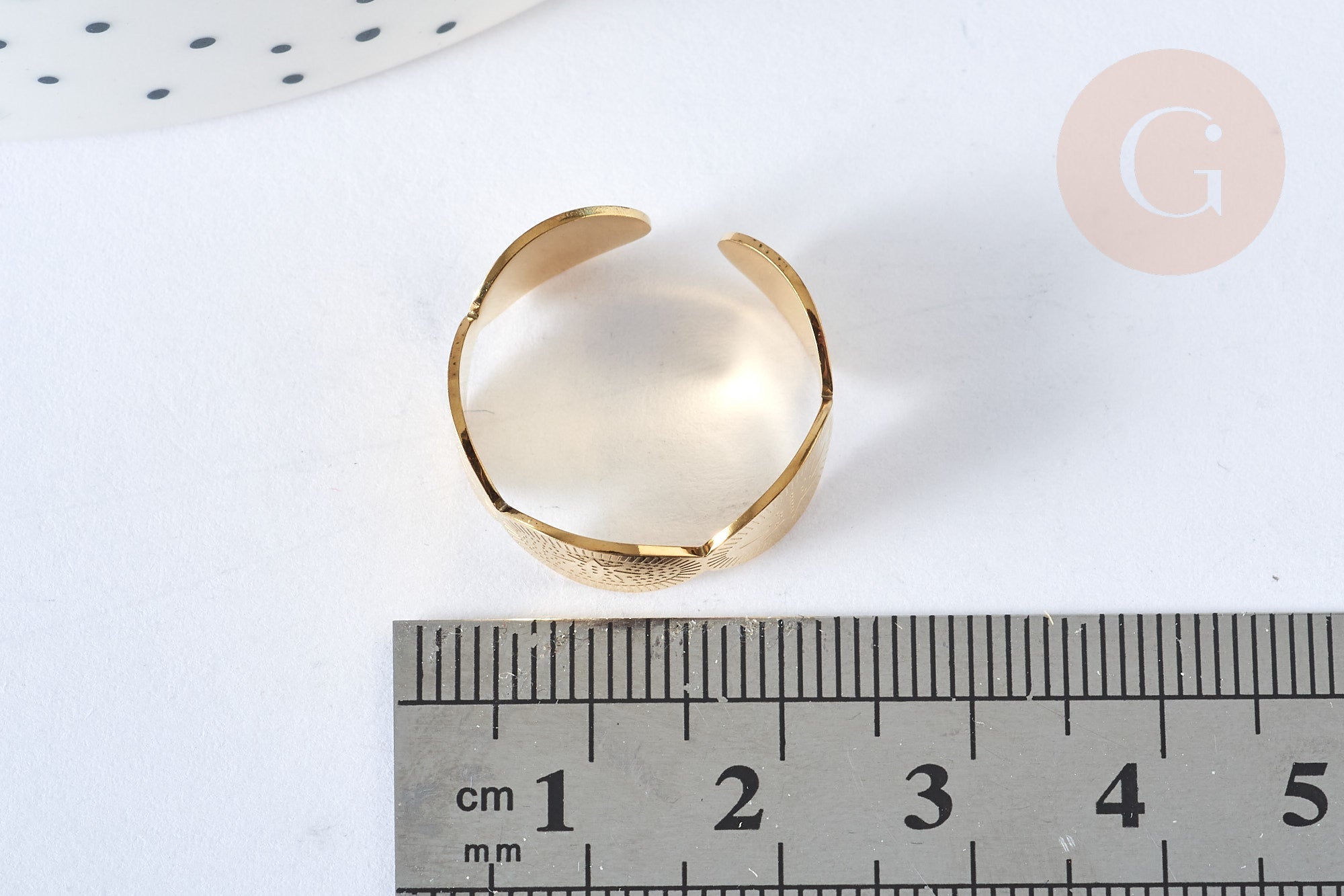 Bague réglable ovale acier inoxydable doré Taille 54, x1 (G7031)