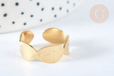 Bague réglable ovale acier inoxydable doré Taille 54, x1 (G7031)