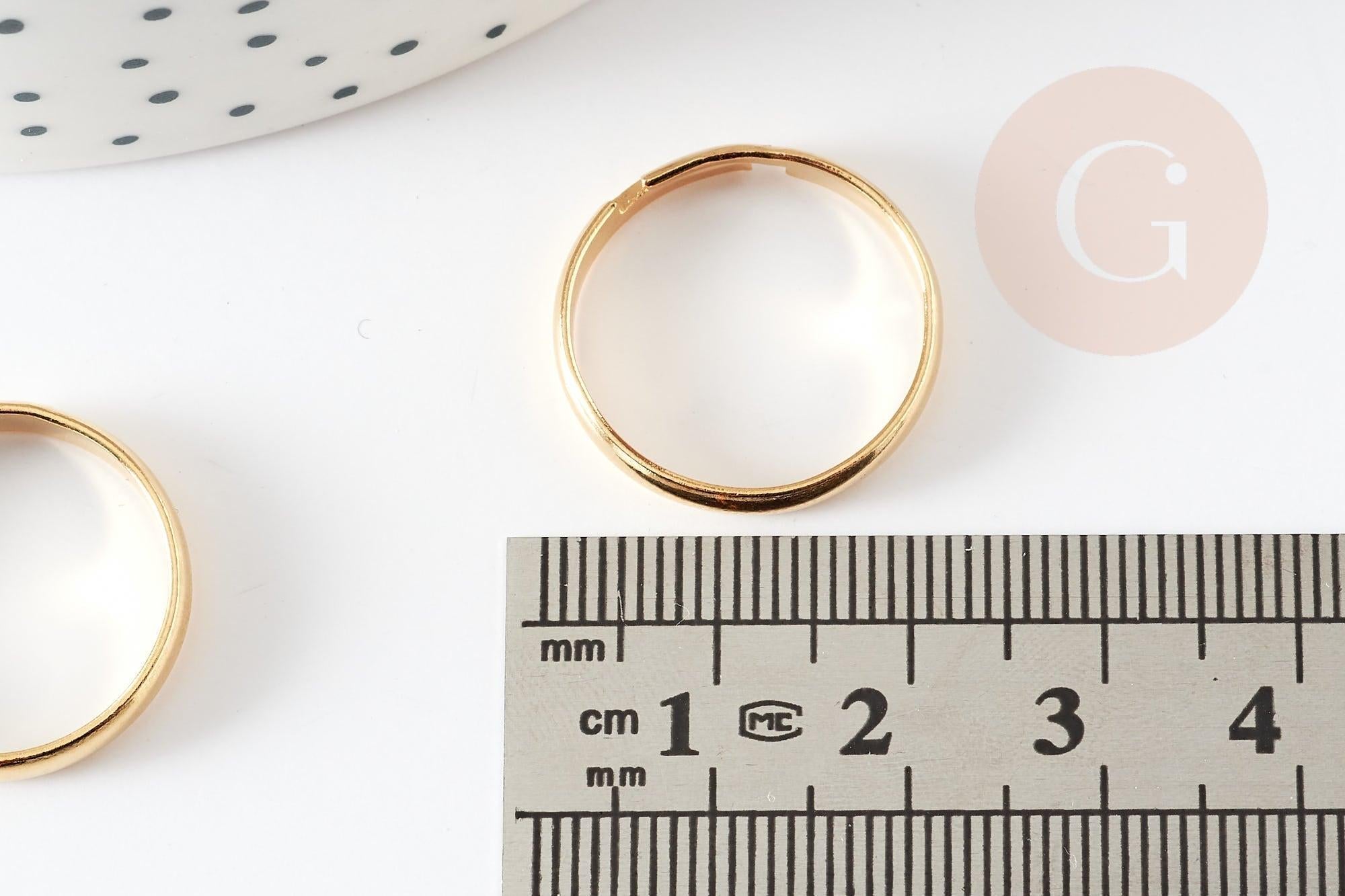 Bague réglable personnalisable acier doré inoxydable 18mm, x2 (G6059)
