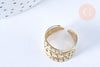 Bague réglable pois acier 304 inoxydable doré taille 54, x1 (G6569)