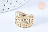 Bague réglable pois acier 304 inoxydable doré taille 54, x1 (G6569)