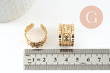 Bague réglable pois acier doré taille 54, Une bague résistante à la vie x1 G9765