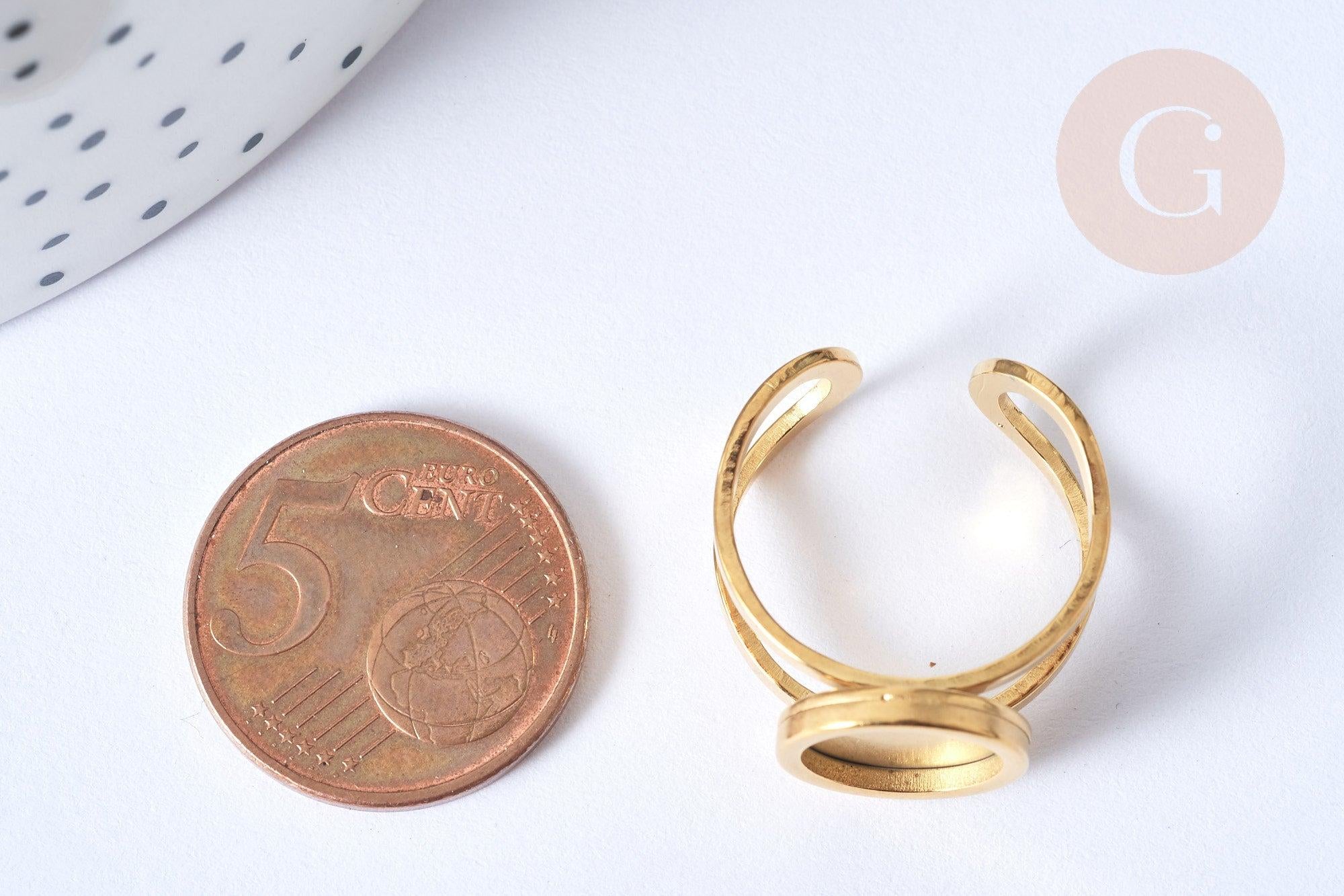Bague réglable pour cabochon 10mm en acier 201 inoxydable doré, x1 (G7755)