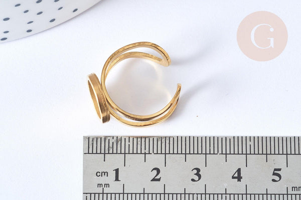 Bague réglable pour cabochon 10mm en acier 201 inoxydable doré, x1 (G7755)