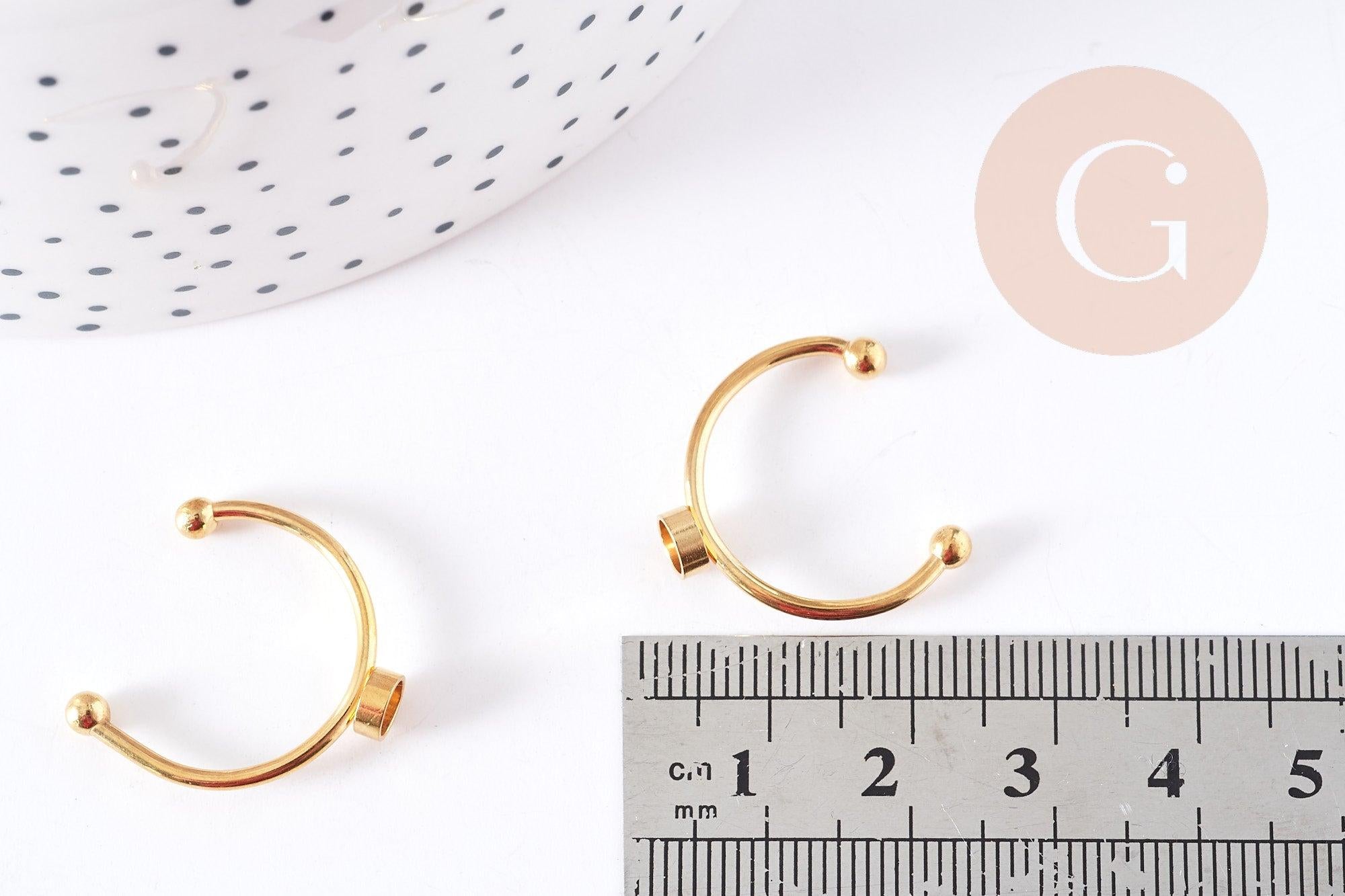 Bague réglable pour cabochon 4mm en acier doré inoxydable IP 18mm, x1 (G4311)