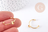 Bague réglable pour cabochon 4mm en acier doré inoxydable IP 18mm, x1 (G4311)