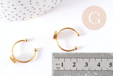 Bague réglable pour cabochon 6mm en acier doré inoxydable IP 18mm, x1 (G4314)