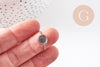 Bague réglable pour cabochon 8mm acier platine inoxydable 18mm, x1 (G10936)