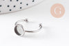 Bague réglable pour cabochon 8mm acier platine inoxydable 18mm, x1 (G10936)