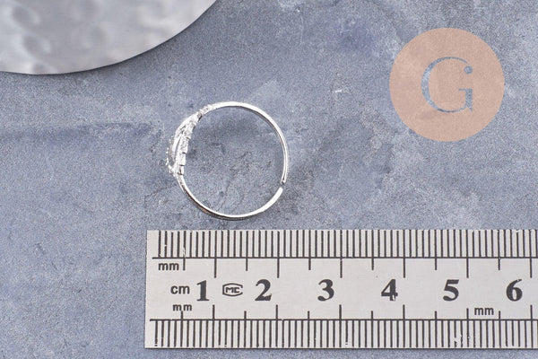 Bague réglable soleil acier inoxydable platine Taille 54, x1 (G9994)