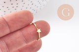 Bague réglable soleil ou étoile acier doré 304 inoxydable, x1 (G10356)