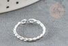 Bague réglable torsadée argent 925 massif 20mm, x1 (G9138)