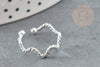 Bague réglable vague argent 925 massif 18mm, x1 (G9141)
