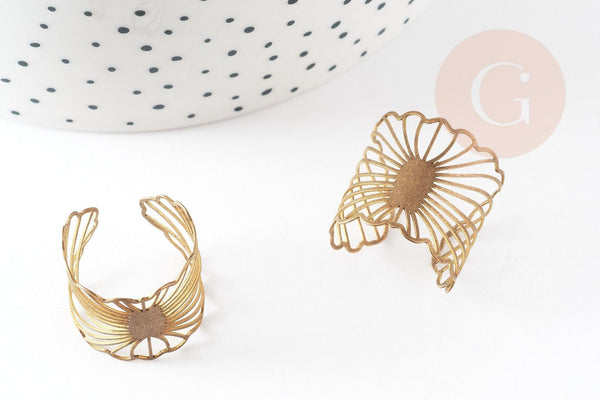 Bague réglable vague laiton brut 19mm, x2 (G0321)