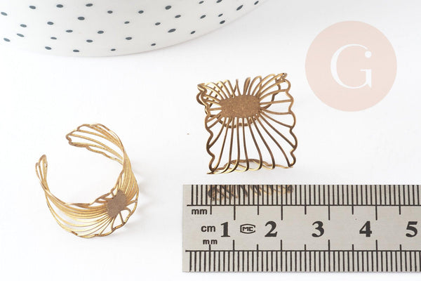 Bague réglable vague laiton brut 19mm, x2 (G0321)