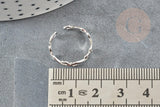 Bague réglable volutes argent 925 massif 18mm, x1 (G9142)