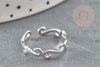 Bague réglable volutes argent 925 massif 18mm, x1 (G9142)