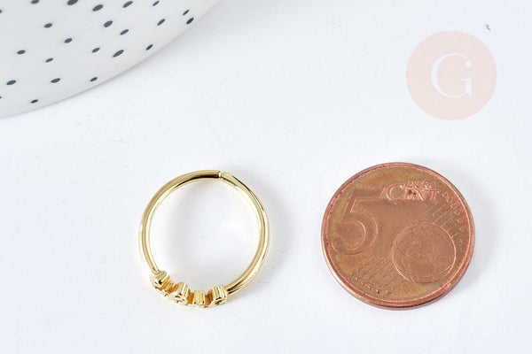 Bague signe astrologique laiton doré anneau ouvert 17.5mm, x1 (G8447)