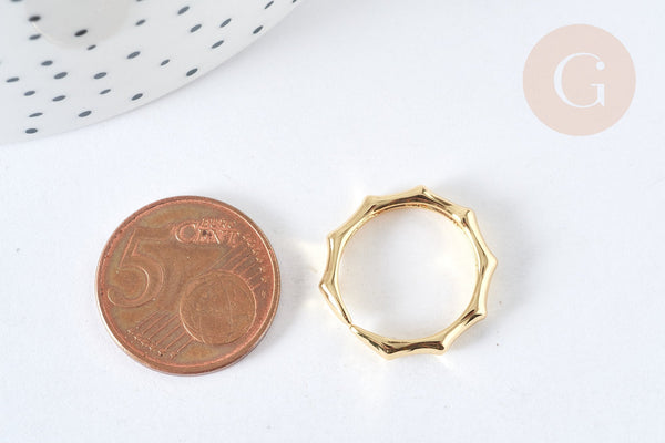 Bague vague laiton doré Taille 53 16,9mm, creation bague laiton doré, x1 (G7385)