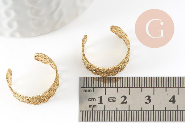 Bagues réglables dentelle laiton brut 19mm, x1 (G0510)