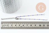 Base bracelet fin résine colorée acier 304 platine avec anneaux 2mm-16mm,x1 (G9494)