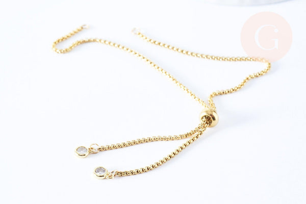 Base bracelet vénitienne chaine réglable acier inoxydable 304 doré 13cm, x1 (G6980)