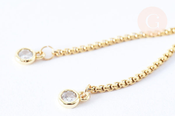 Base bracelet vénitienne chaine réglable acier inoxydable 304 doré 13cm, x1 (G6980)