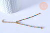 Base de bracelet acier doré platine résine multicolore avec anneaux 2.5mm,15.5cm, x1 (G4857)