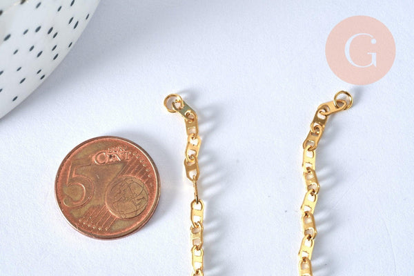 Base de bracelet ajustable acier doré 14k maille marine 16cm,x1 (G5963)