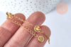 Base de bracelet ajustable maille forçat smiley fantaisie en acier doré 14k 14cm, sans nickel, bracelet en acier doré inoxydable, x1 (G5971)
