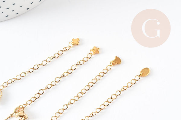 Base de bracelet ajustable satellite acier inoxydable doré 14k 14.5cm, x1 (G5973)