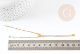 Base de bracelet ajustable satellite acier inoxydable doré 14k 14.5cm, x1 (G5973)