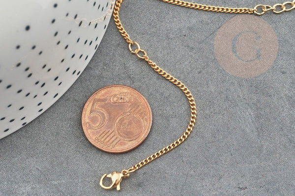 Base de bracelet chaine dorée maille plate 16K 2.5microns 17.7cm, x1 (G9243)