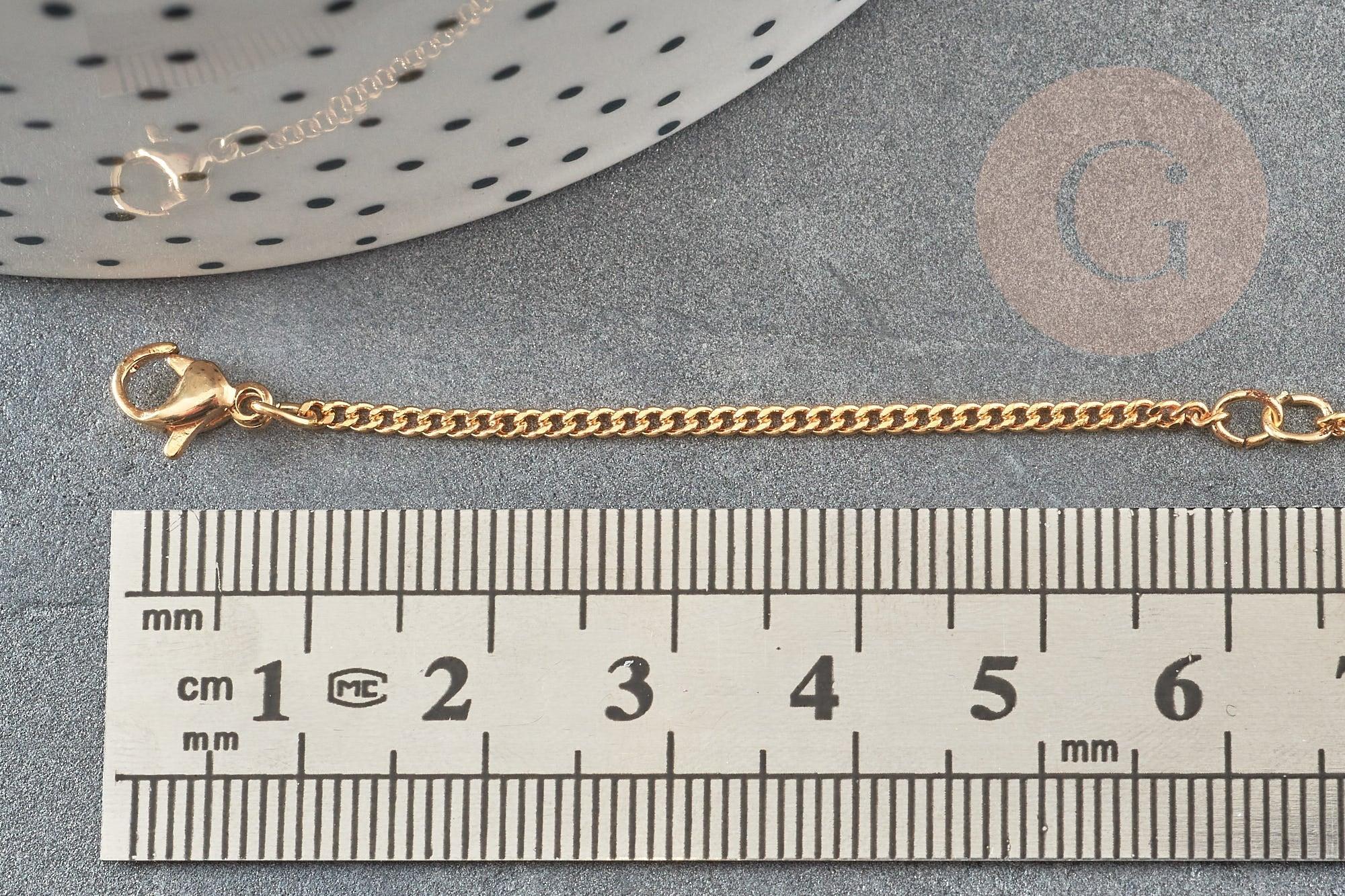 Base de bracelet chaine dorée maille plate 16K 2.5microns 17.7cm, x1 (G9243)