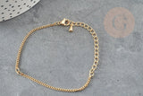 Base de bracelet chaine dorée maille plate 16K 2.5microns 17.7cm, x1 (G9243)